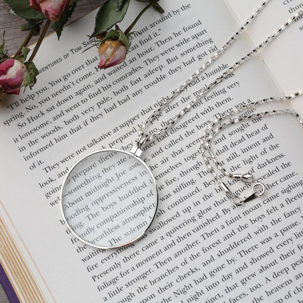 5x Magnifier Portable Reading Magnifying Glass Retro Utility Monocle Lens Necklace Pendant Fashion Jewelry For Women Men