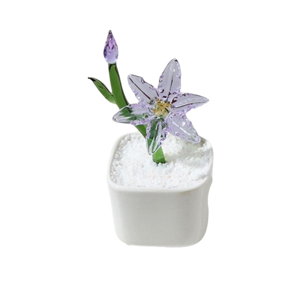 With Flowerpot Glass Flower Bouquet Mini Glass Flower Decor  Wedding Decoration