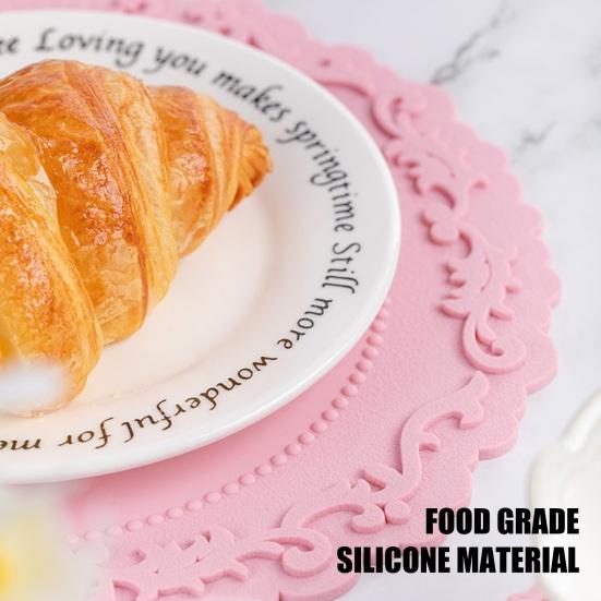 Silicone Placemat Nordic Vintage Lace Pattern Table Mats Heat Resistant Trivet for Hot Dishes Non-Slip Coaster for Kitchen Table