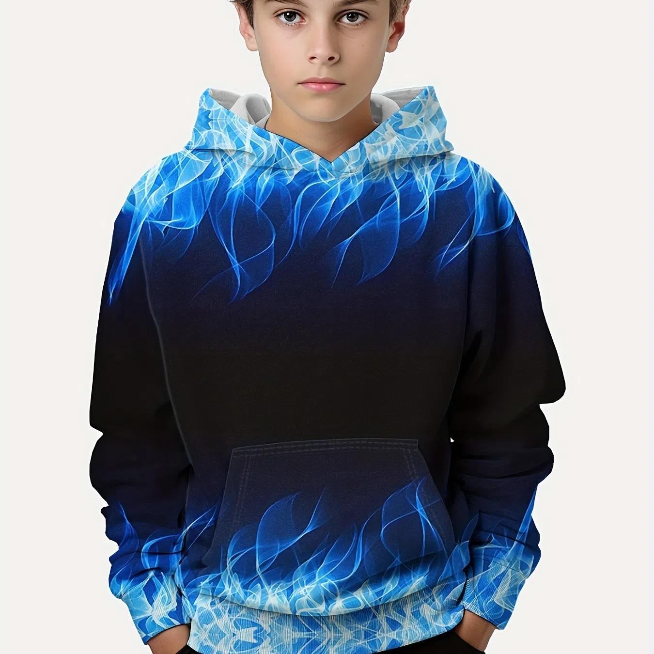 Толстовки с капюшоном с 3D-печатью Реалистичная акула Уютные детские повседневные — фото 3