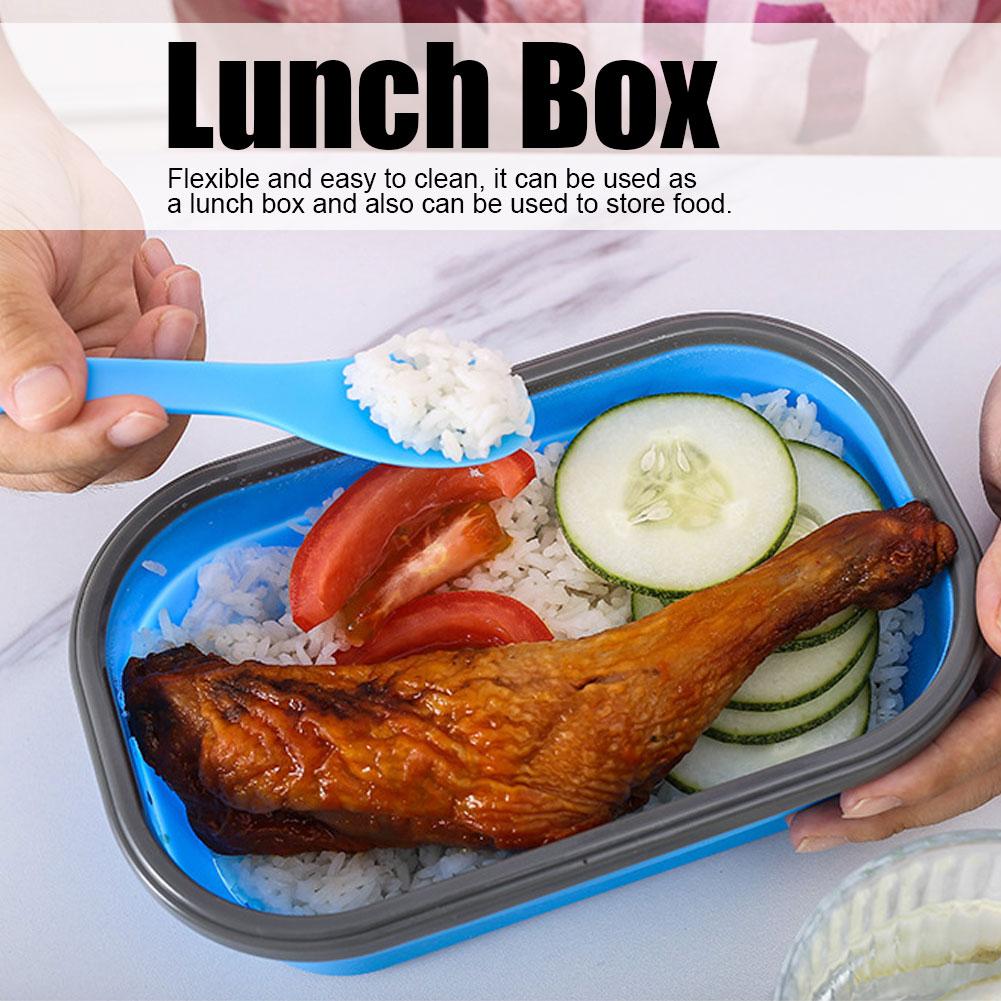 800ml Portable Silicone Folding Lunch Box Bento Boxes Food Container for Outdoor Travel Picnic