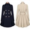 European & American Style Slim Fit Mid-Length Plus Size Women's Spring/Autumn Trench Coat