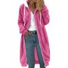 Women Hooded Coat Medium Length Solid Color Double Sided Plush Pocket Jacket