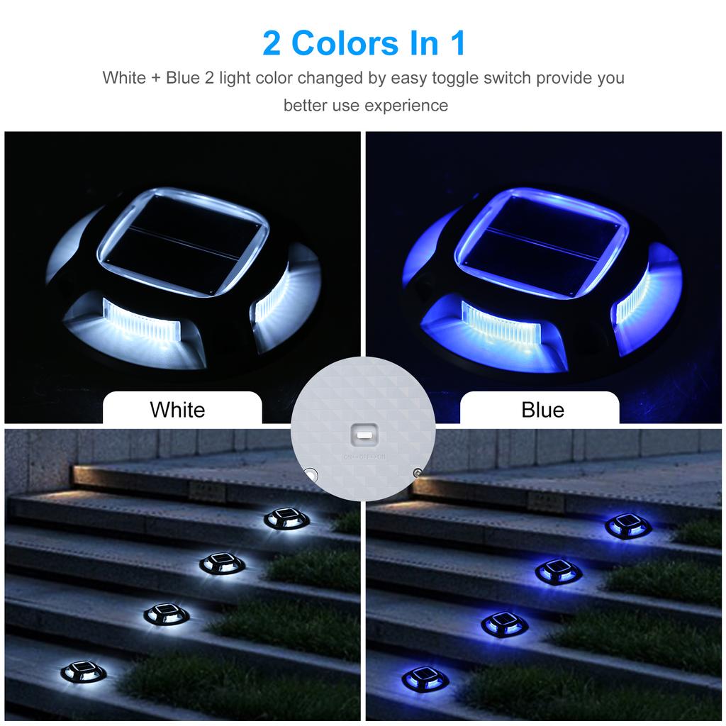 4PCS Solar Powered 8LEDs Boden Auffahrt Licht Deck Lampe IP68 Wasserdicht Eingebaute 600mAh