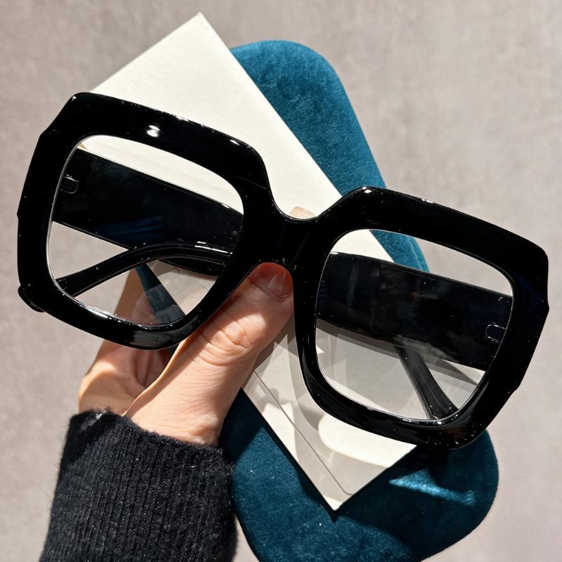 Thick Large Frame Presbyopia Glasses Men's and Women's Stylish Square-Frame Blue Light-Blocking Glasses with Plus Diopters