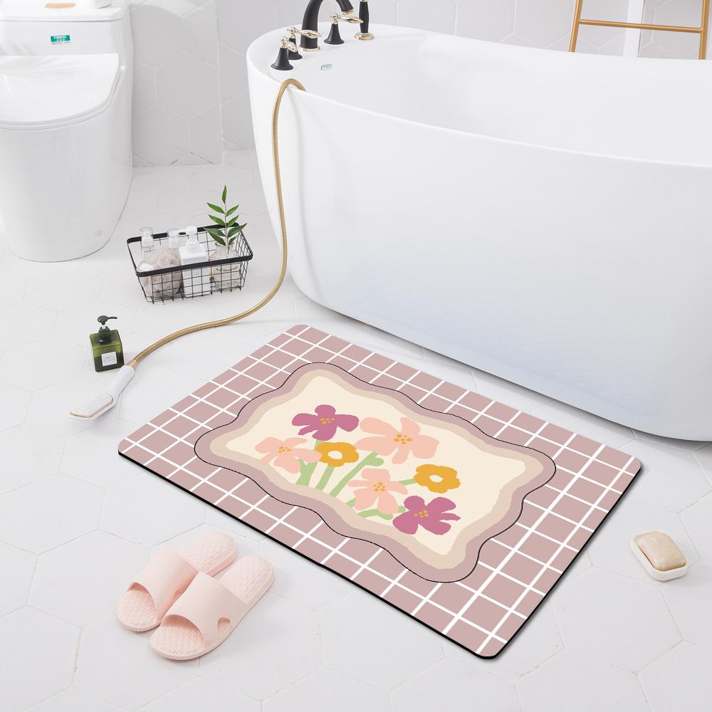 Bathroom Absorbent Non-Slip Mat, Technical Velvet, Bathroom Foot Mat, Door Kitchen Floor Mat