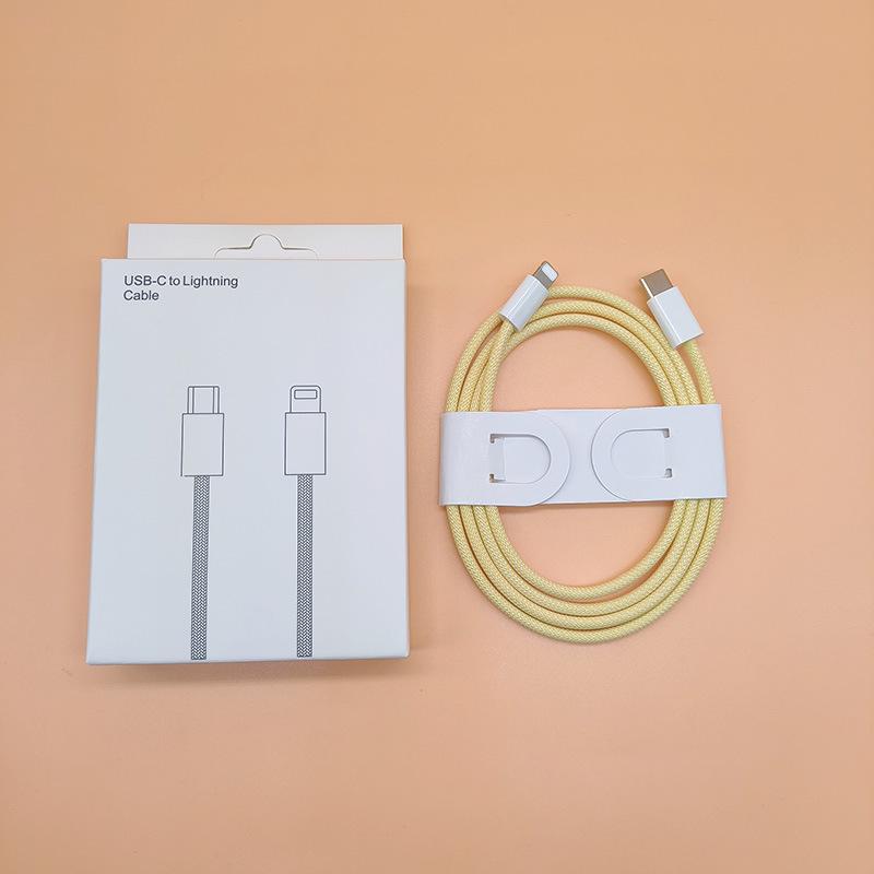 Dual-Head Type-C Male-to-Male Braided Laptop Charging Cable: 15W True PD Fast Charging Compatible.