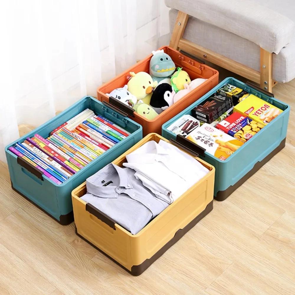 Multifunction Storage Box Sundries Storages Large Capacity Plastic Storages Supplies Organizer With Lid Space-Saving Folding Box