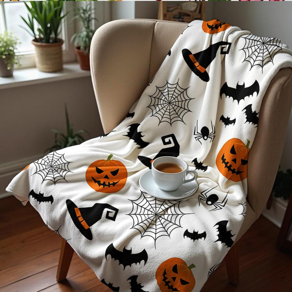 White Base Cocoa Anime Cartoon Flannel Blanket Soft Warm Throw for Bedroom Sofa Car Kids Holiday Gift