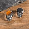 Mens Punk Round Gemstone Rings,Stainless Steel Scales Tiger Eye Ring Signet Ring,Stylish Hiphop Jewelry Gift for Him Boys