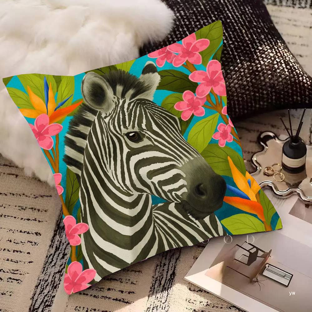Abstract Zebra Color Pillow Case Fashion Square Pillowcase Bedroom Sofa Room Ins Decoration Leisure