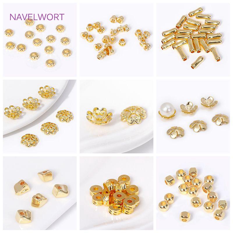 3MM 4MM 18K Gold Plated Brass Irregular Cut Corner Rhombus Beads Metal Spacer Beads For Jewelry Making DIY Bracelets Accessories