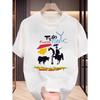 Men's Casual Short Sleeve T-Shirt - Picasso-Inspired Bull & Horse Graphic Print, Vibrant Spanish Colors, Lightweight Summer Round Neck Tee