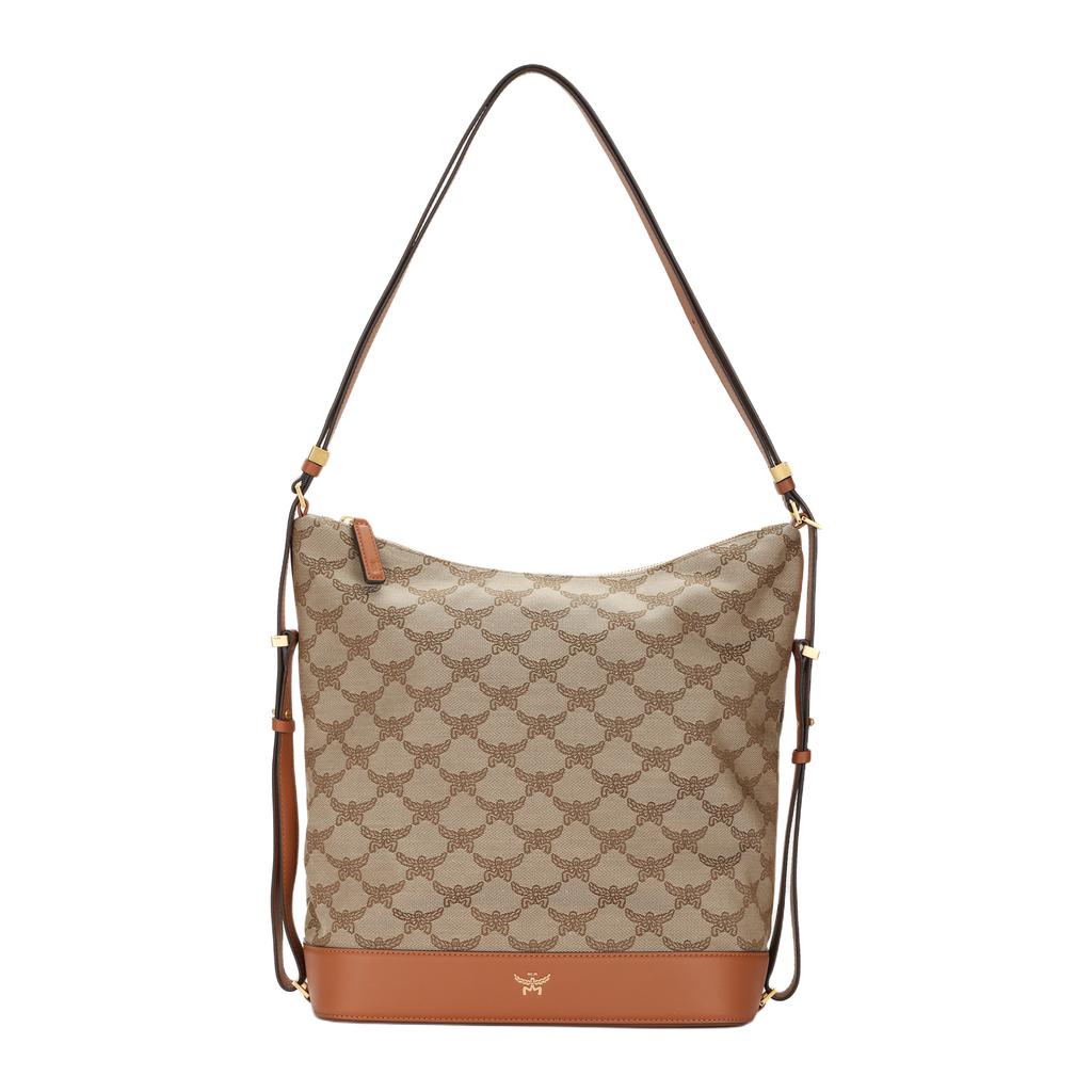 MCM Himmel Lauretosl Classic Floral Jacquard Spanish Laurel Leaf Pattern Hobo Bag Unisex handbags Beige MWHESAC03IG