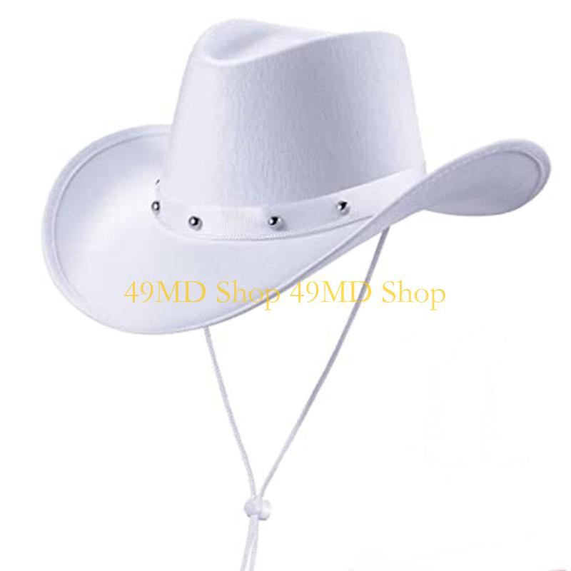 49MD Fashion Cowboy Hat Large Brim Hat Party Top Hat Adult Teenager Head Accessories