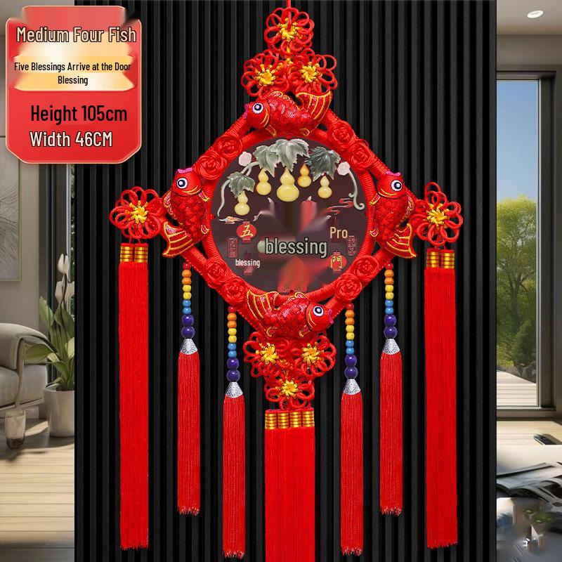 2025 Chinese Knot  Fu  Jade Pendant: Large Peach Wood Carving for Living Room or Entrance