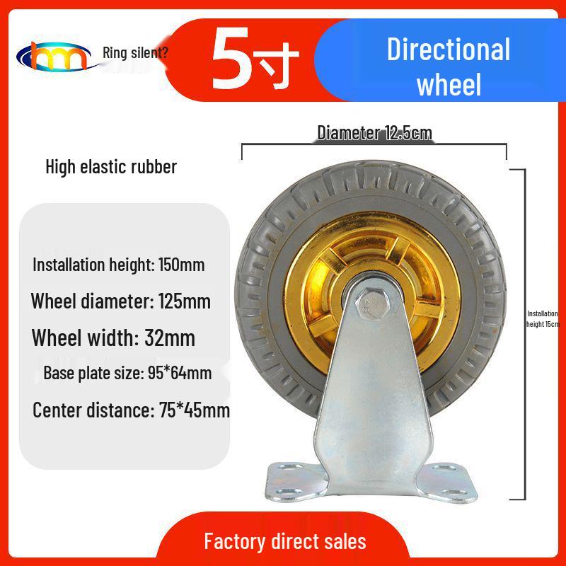 Schwerlast-Gummi-Lenkrollen mit Bremse - Doppelt gelagert, Größen 3/4/5 Zoll