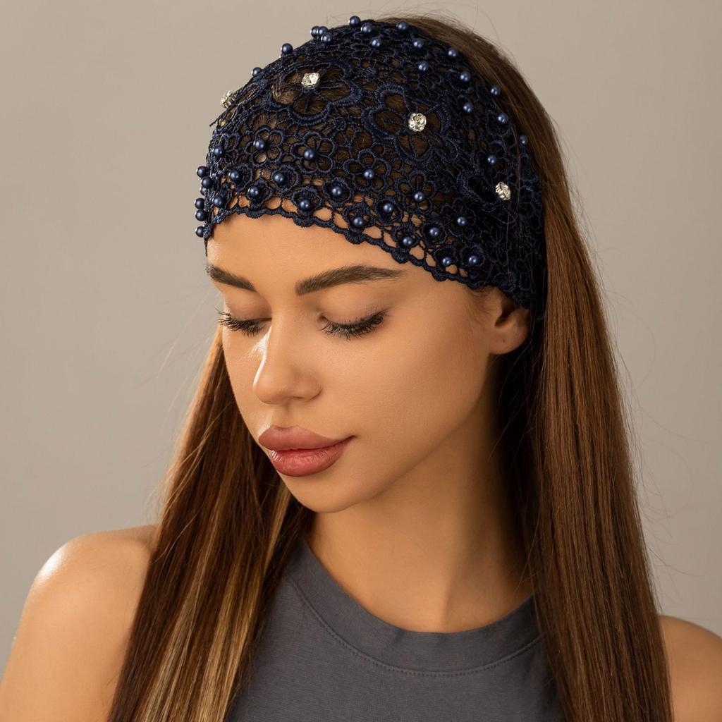 Hollowed Beaded Hairband for Women French Half Hat Hairhoop Elegant Evening Dress Headband Formal Party Head Accessories