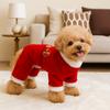 Warm Winter Dogs Jumpsuit Velvet Dog Four Legged Pants Blessing Dog Plush Hoodies  Spring Festival