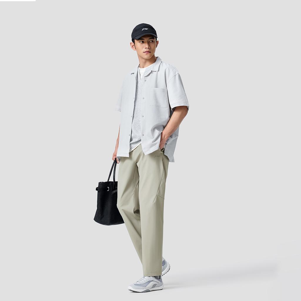 Li Ning Fitness Series Brand Logo Stitched Sports Casual Long Pants Men bottoms AYKW863-3