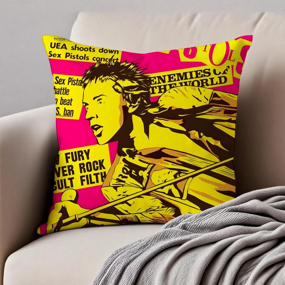 

Punk British Rock Band SSex PPistols Cushion Cover Pillowcase Antidustmite Invisible Zipper Short Plush Sofa Cushion 30x30cm
