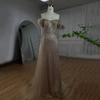 High-end elegant tassel short-sleeved fishtail long dress light luxury temperament celebrity banquet hosting dress LA11110