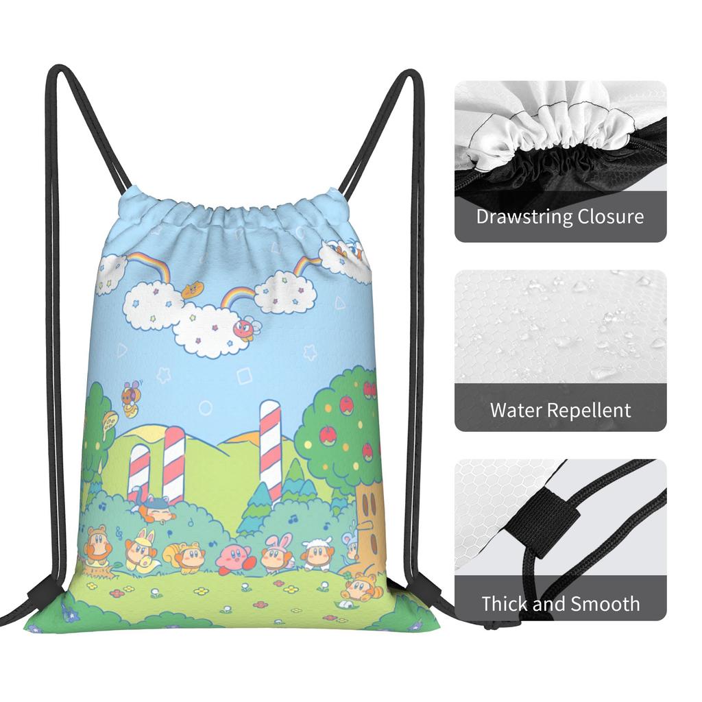 Custom K-Kirbys Drawstring Backpack Bags Men Women Lightweight Cartoon Gym Sports Sackpack Sacks for Traveling