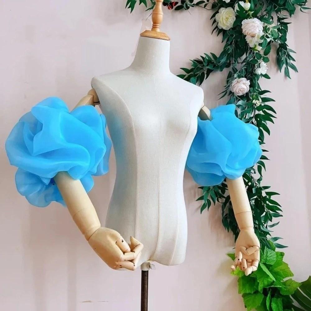 DIY Puffy Bridal Sleeves Organza Removeable Short Arm Sleeves Decorative Sleeves for Wedding Gowns