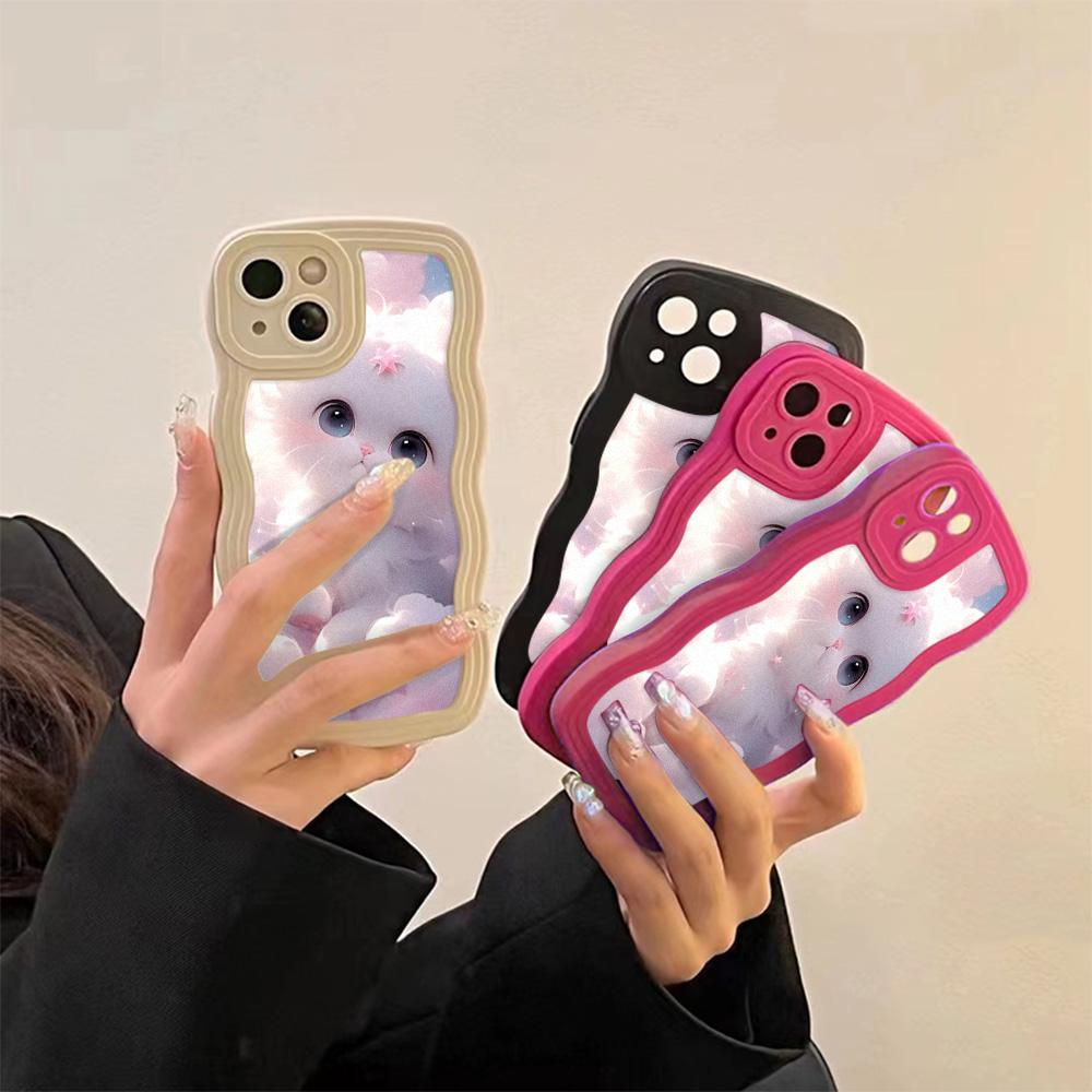 Mobile Phone Cases for iPhone 11 13 XR 15 Pro Max 12 14 Pro Max Case iPhone 16 7 Plus 8 Plus XS Max Big Wave Solid Color Cartoon Anti-drop Waterproof