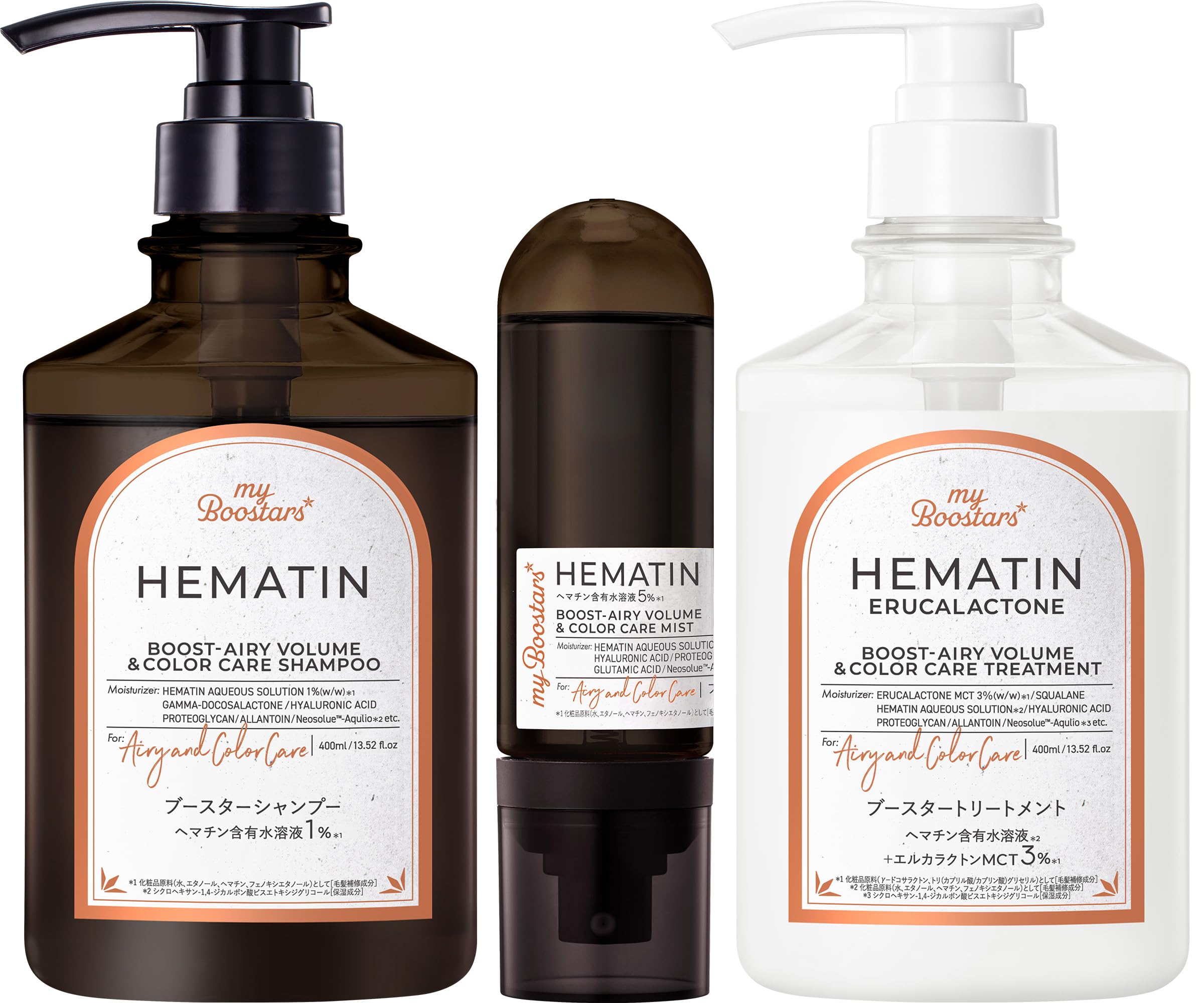 

My Boostars and Booster Mist Set Color myBoostars [Hematin] Shampoo, Treatment, 3-Piece [Airy & Care]