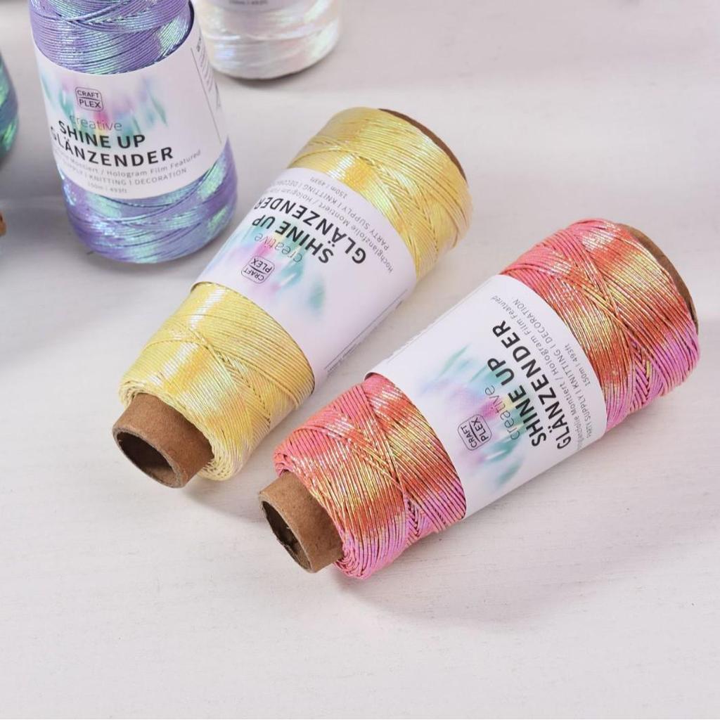 1mm Colorful Gold & Silver Core-Spun Yarn - 150m Hologram Thread for DIY Crochet Bags