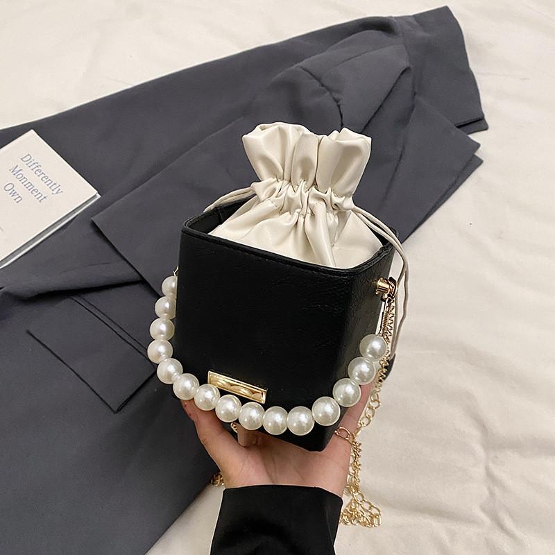 Stylish Women s Fall Chic Small Square Handbag With Casual Trendy Design In Black And Khaki