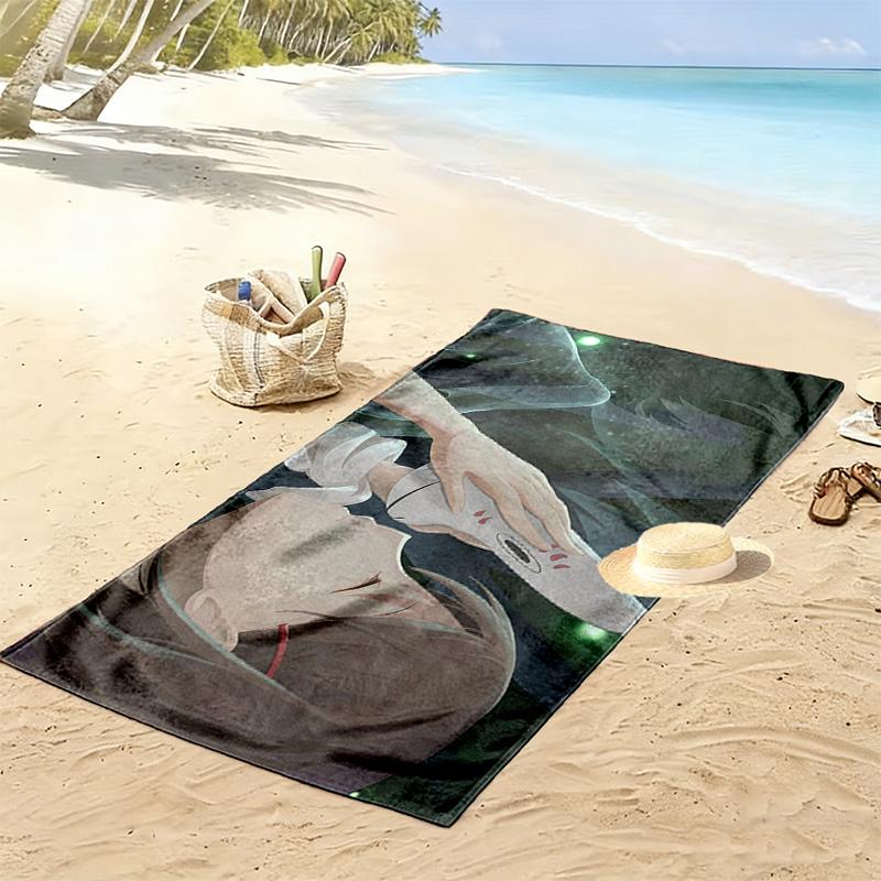 To the Forest of Firefly Lights Print Beach Towel, Large Soft Quick Dry Towel for Beach Camping Swimming
