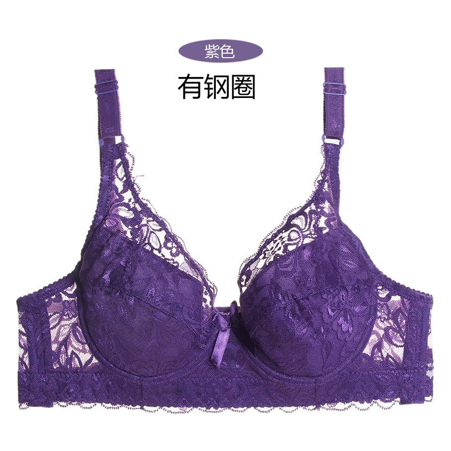 Underwear Full Lace Sexy Thin Cotton Large Cup Large Size Adjustment Bra Cover
