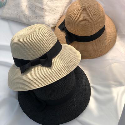 Hepburn Schleifenband Sonnenhut Damen Strohhut Eimerhut Farbe Sonnenschutz Sonnenhut Strandhut