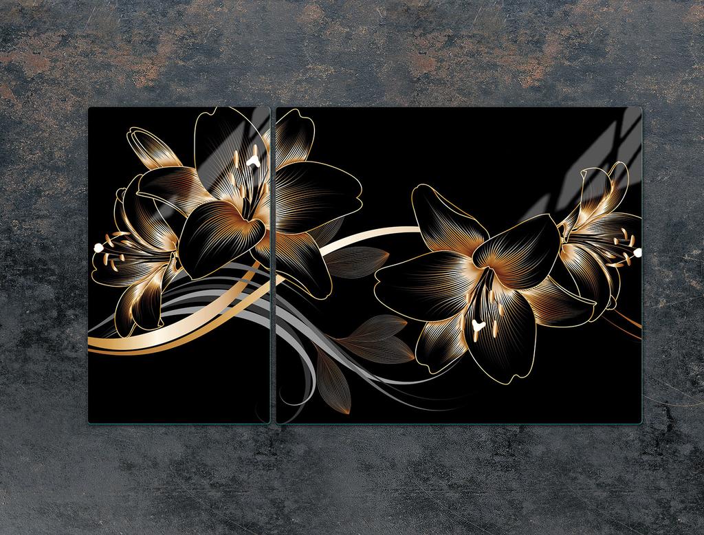 GLAS-KOCHFELD-SCHUTZPLATTE 90x52 ORCHIDEE