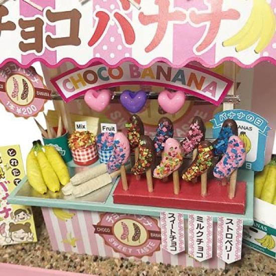Billy Handmade Dollhouse Kit Festival Stall Chocolate Banana Miniature Wooden Diorama Japanese Craft W145 X D85 H135mm