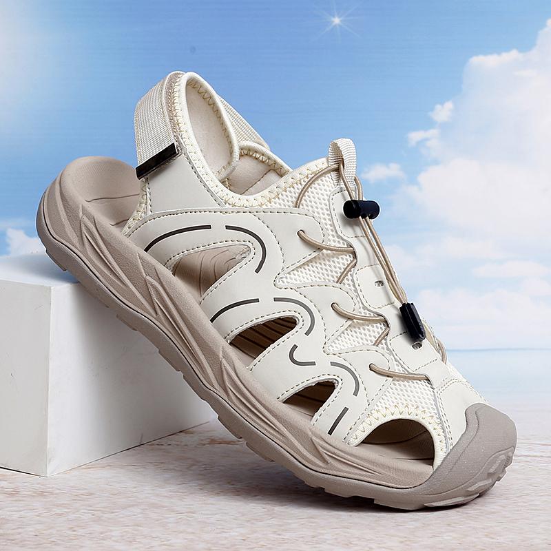2025 Summer  men's comfortable soft soled sandals outdoor new men's breathable hollow out anti slip beach shoes