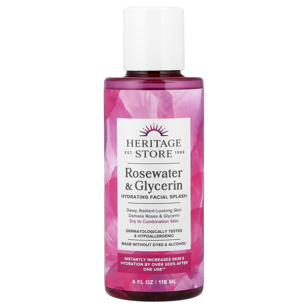 Hydrating Facial Splash, Dry & Combination Skin, Rosewater & Glycerin, 118 Ml (4 Fl Oz)