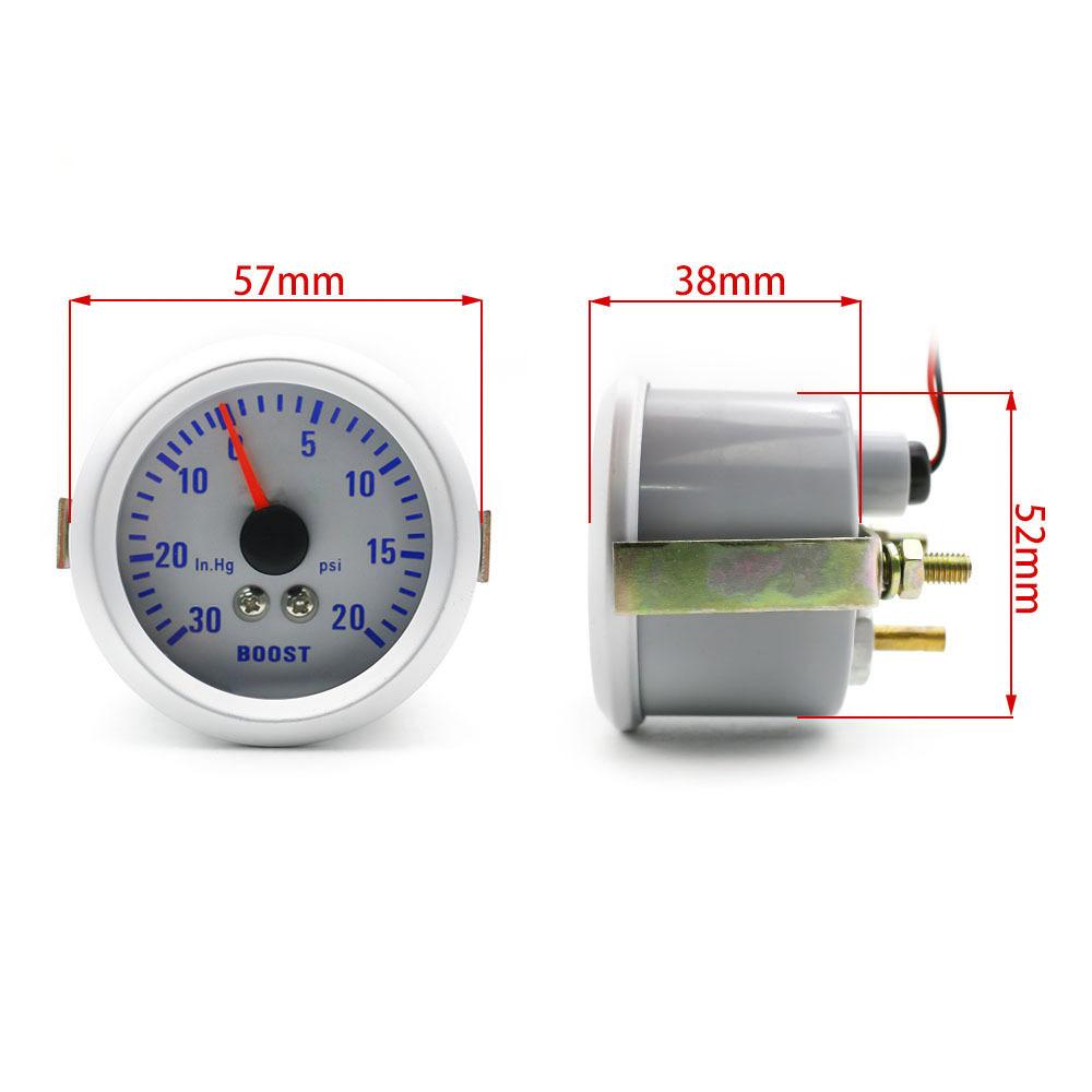52mm 2-inch Turbo Gauge -30 to 20 psi, 12V, Blue Backlight
