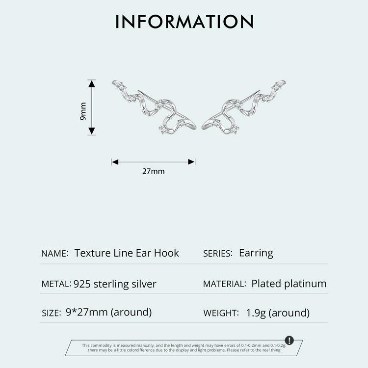 Bisaer 925 Sterling Silver Simple Texture Line Ear Hook Earrings for Women Cute Jewelry Gift