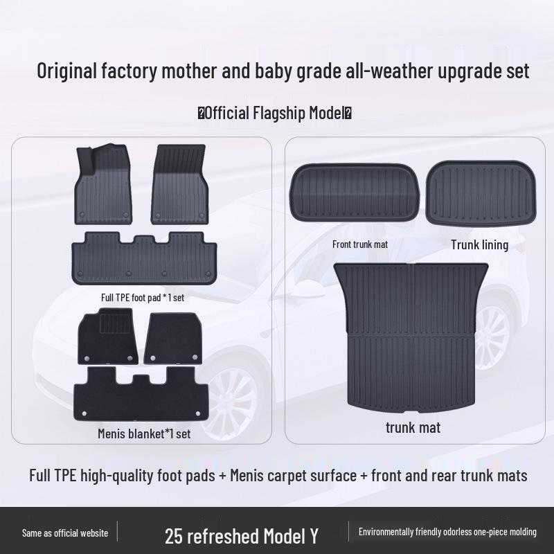 Tesla Model Y & 3 Custom TPE Floor Mats - Full Surround Car Carpets