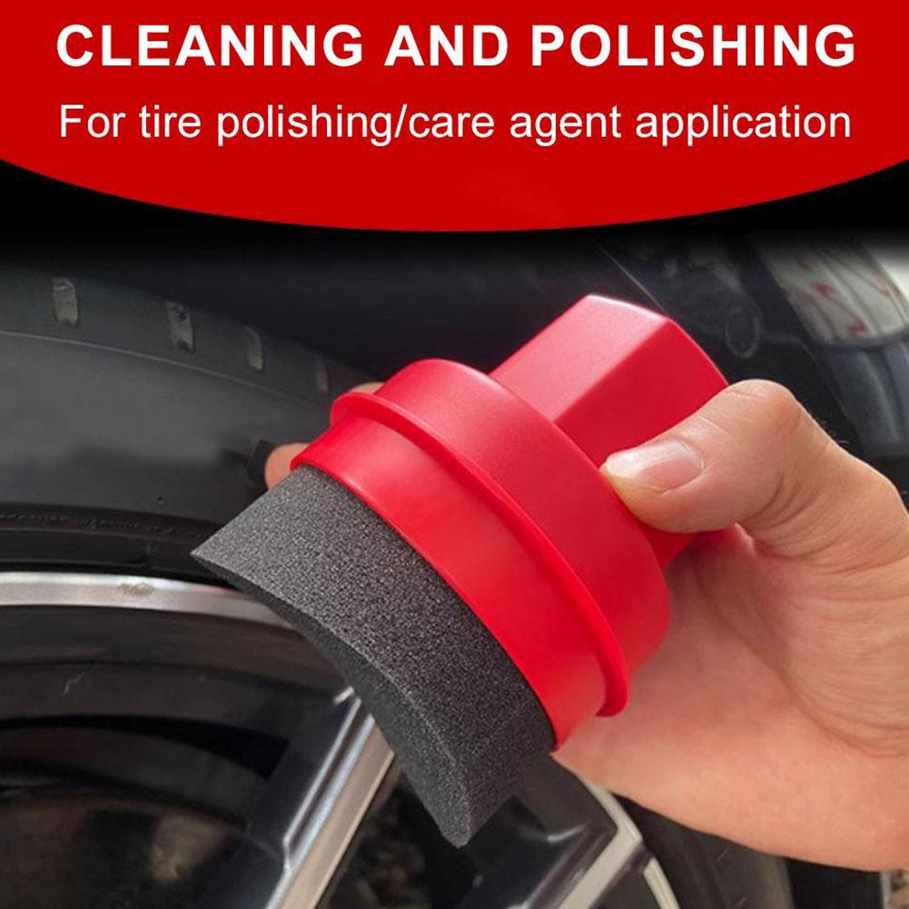 Esponja Aplicadora de Cera para Neumáticos Curva con Tapa Ergonómica Almohadilla de Limpieza y Abrillantado para Neumáticos de Coche Herramienta de Detallado Accesorio de Limpieza y Encerado para Coche