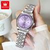 OLEVS New Fashion Purple Dial Ladies Quartz Wristwatches Luxury Watch Women Waterproof Casual Dress Female Clock