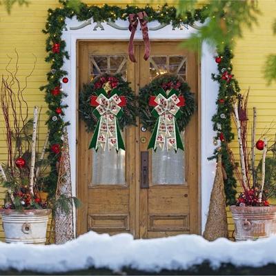 Large Christmas Bows for Wreath Christmas Wreath Bows Velvet for Xmas Snow Winter Holiday Tree Topper Front Door Decorations Bow