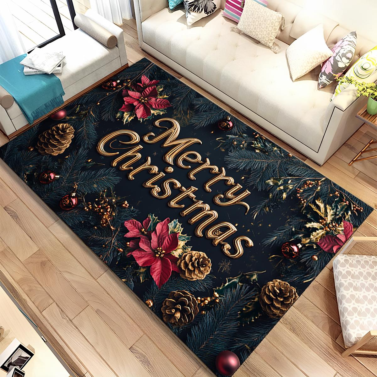 

Милый Дед Мороз, Счастливого Рождества, Мультяшная Елка, Праздничный Подарок, Ковер-коврик для Гостиной, Спальни, Дома, Декор Дивана, Нескользящий 40x60cm( 15x23in )