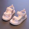 Children's open-toe beach shoes2026New Spring and Summer Rhinestone Girls' Sandals Cute Bear Velcro Children's Shoes