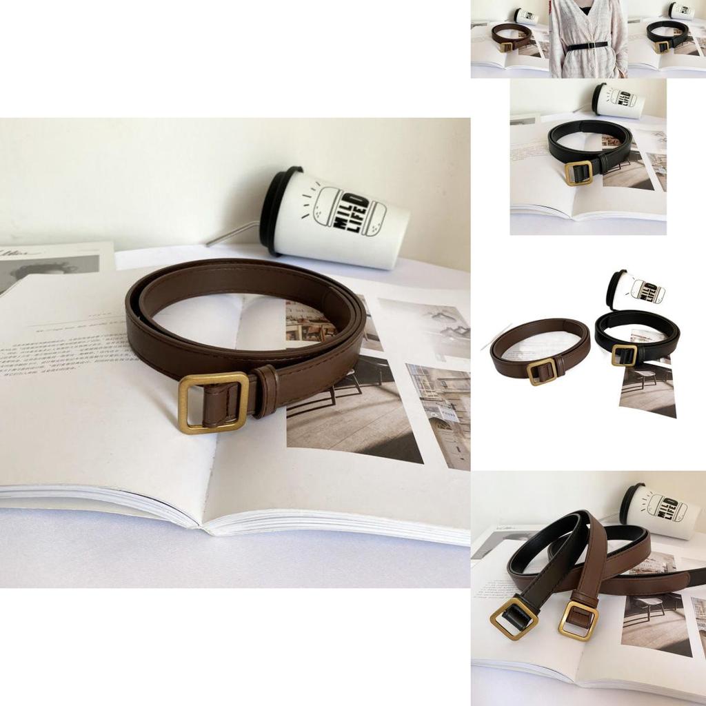 Stylish Womens Pu Belt With Vintage Square Buckle Available In Black And Brown For Fall 2023