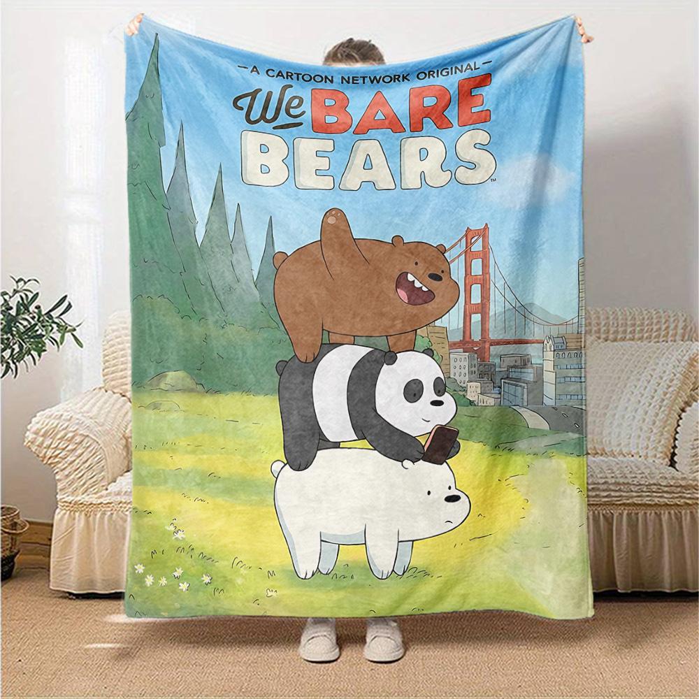 Bare Bears Adventure Flannel Blanket Super Soft Warm Cozy Blanket For Sofa Bed Office Travel Allseason Home Decor Gift