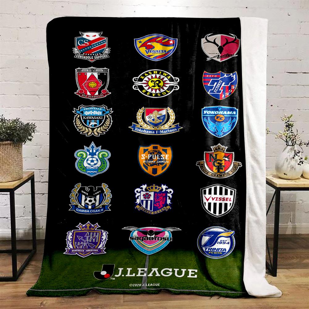 Japanese J-League Football Club Logos Printed Flannel Blanket for Bedroom, Living Room, Sofa, and Nap